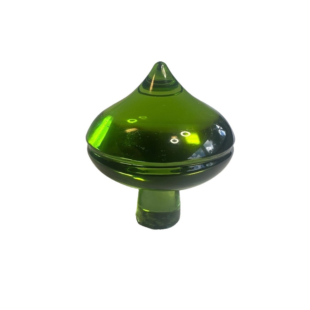 Cristal de Sevres France Emerald Green Art Glass Decanter Stopper Paperweight